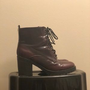 Burgundy combat boots